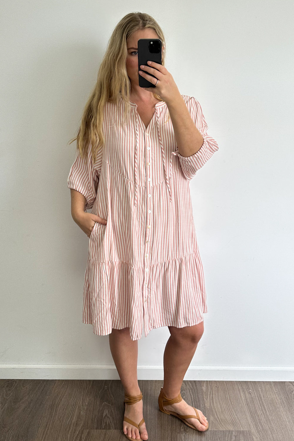 Maya Dress - Peach Stripe