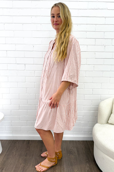Maya Dress - Peach Stripe