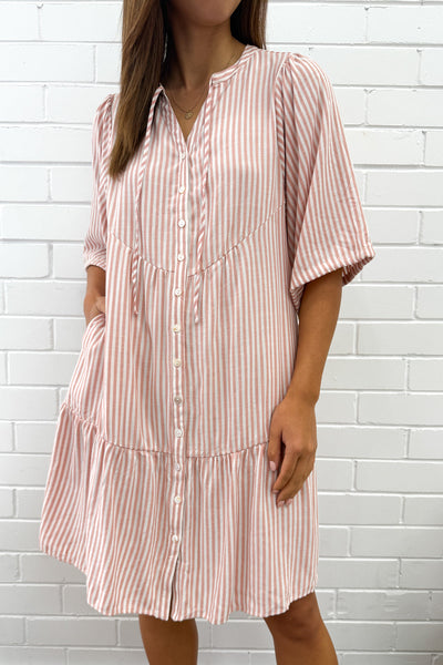 Maya Dress - Peach Stripe