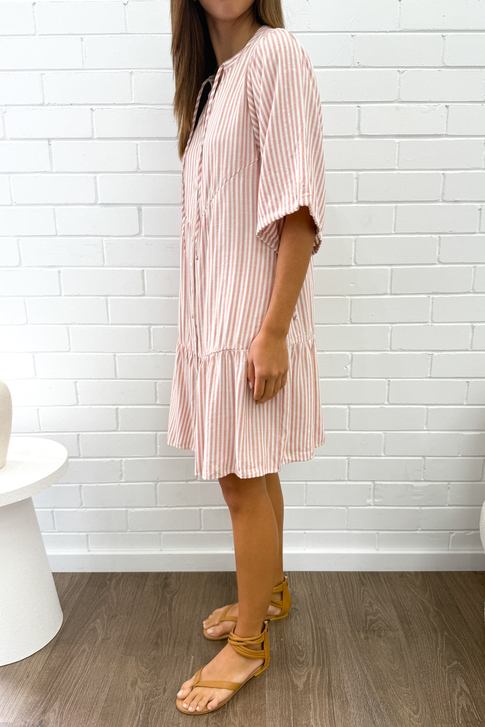 Maya Dress - Peach Stripe