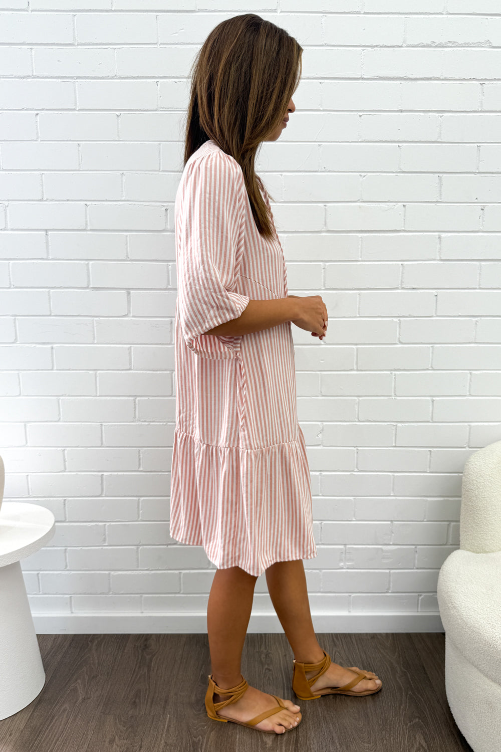 Maya Dress - Peach Stripe