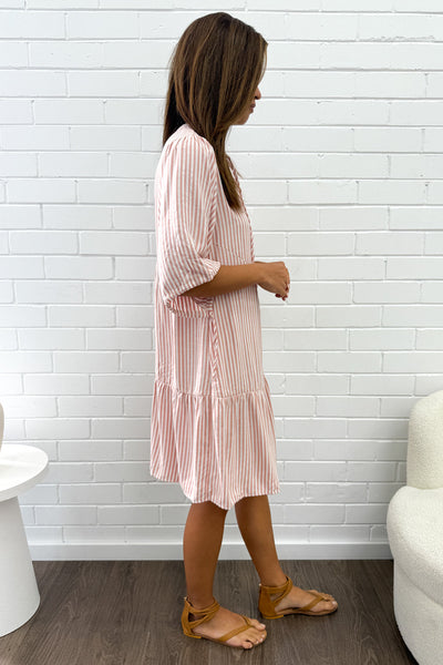 Maya Dress - Peach Stripe