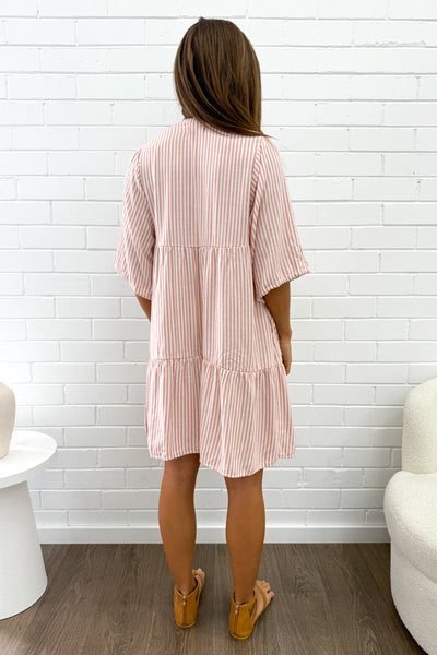 Maya Dress - Peach Stripe