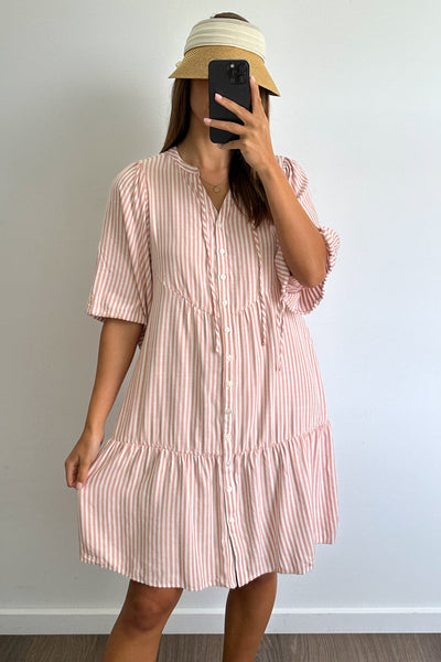 Maya Dress - Peach Stripe