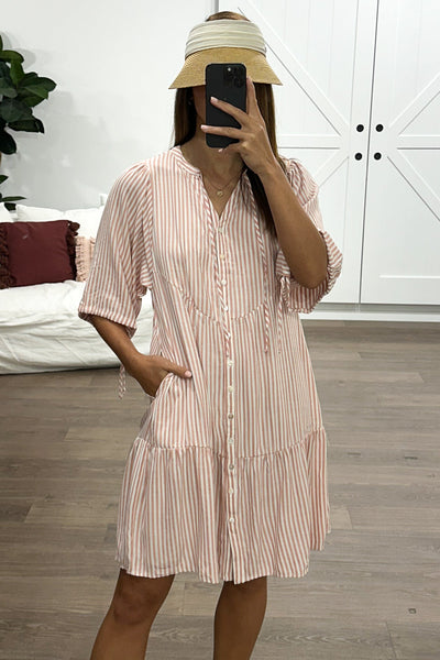 Maya Dress - Peach Stripe