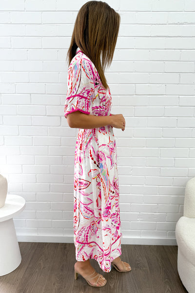 Melody Dress - Pink Paisley Floral