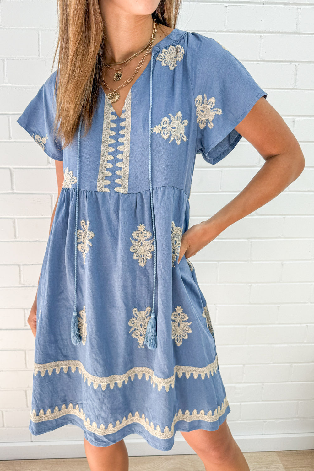 Tereza Dress - Blue Cream
