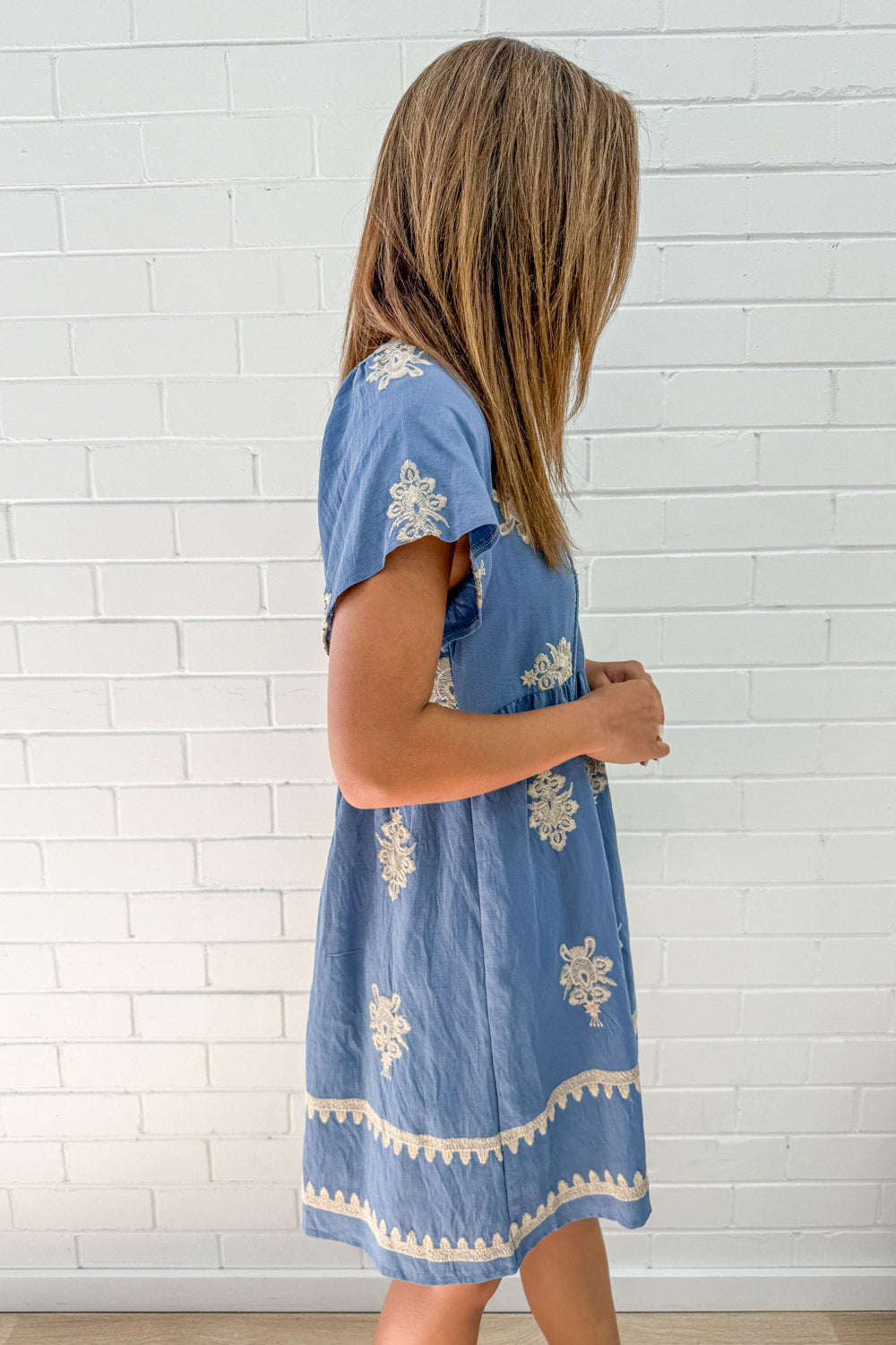 Tereza Dress - Blue Cream