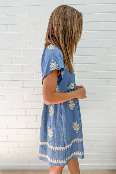 Tereza Dress - Blue Cream