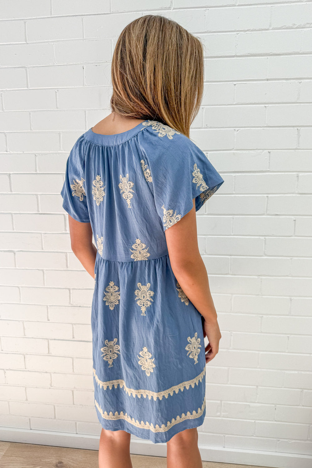 Tereza Dress - Blue Cream