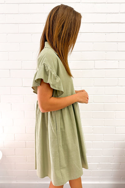 Vicky Dress - Khaki Stripe
